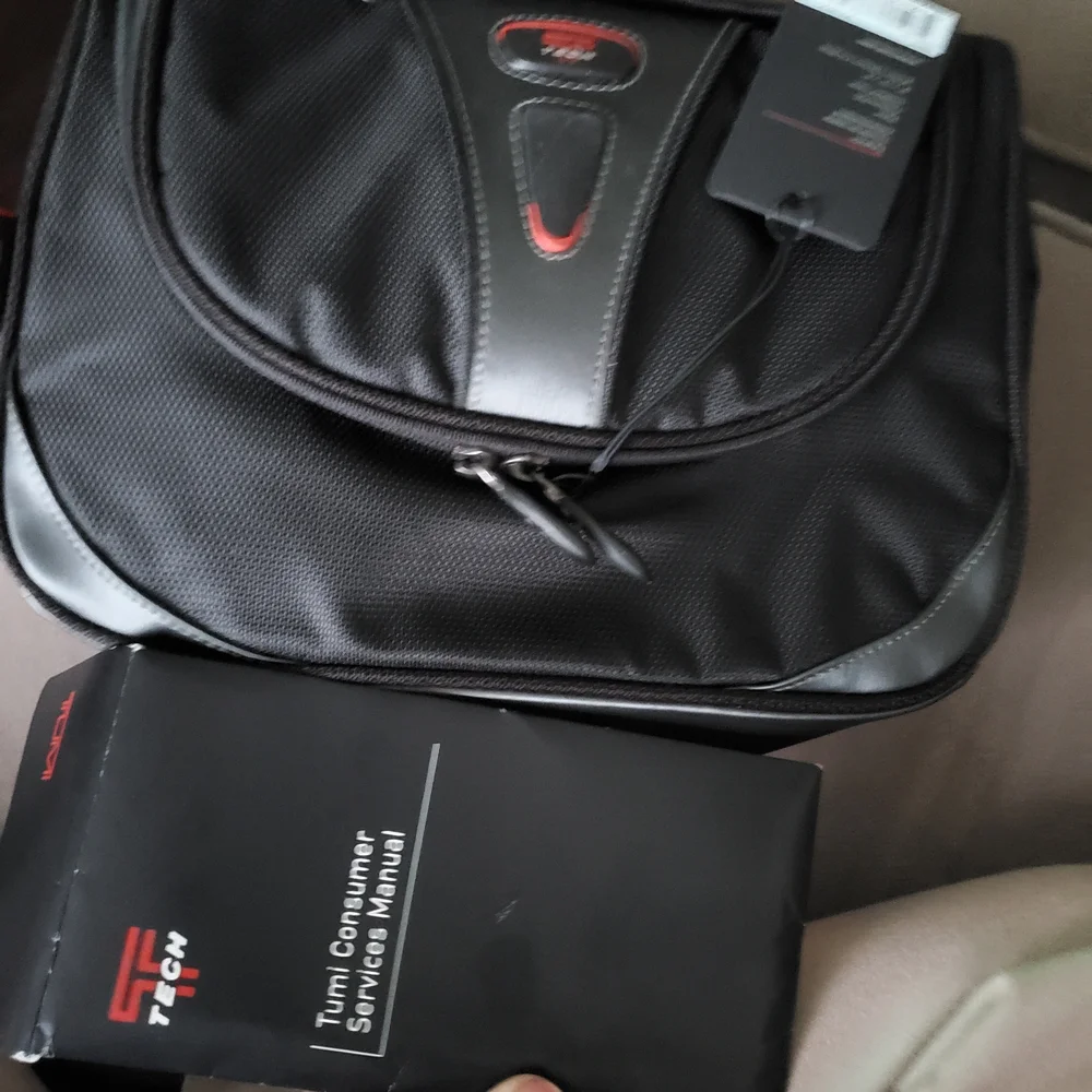 NEW Tumi Tech Travel Black Toiltry Bag with Red Accents